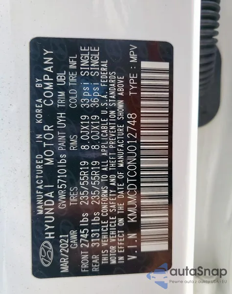 2022 Genesis Gv70 Base из США, поврежденный, VIN KMUMCDTC0NU012748